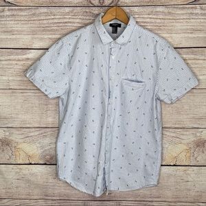 Forever 21 Anchor Print Short Sleeve Button Down